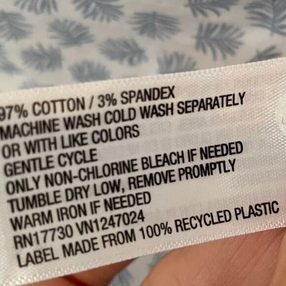 Goodfellow & Co. Cotton Palm Leaf Short Sleeve Button Down Shirt White Blue XXL - Picture 7 of 10